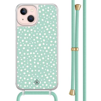 iPhone 13 hoesje met mint koord - Mint dots