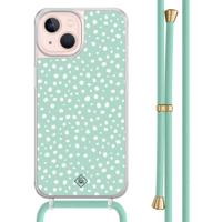 iPhone 13 hoesje met mint koord - Mint dots - thumbnail