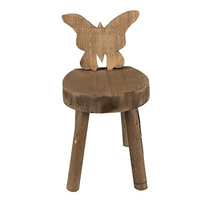 Clayre & Eef Plantentafeltje 18x19x34 cm Bruin Hout Vlinder