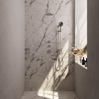 Chrome Edition thermostatische inbouw regendouche SET 21 - 20 cm douchekop, gebogen muurarm, 3-standen handdouche, doucheslang - thumbnail