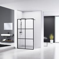 Douchewand Van Rijn ST04 Helder Glas 8 mm 6 delen Aluminium Profiel Zwart 90x200 cm van Rijn - thumbnail