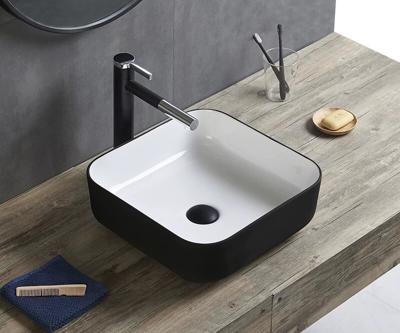 Saniclear Premium waskom 40x40cm wastafel wit mat zwarte buitenkant Saniclear Premium waskom 40x40cm wastafel wit mat zwarte buitenkant