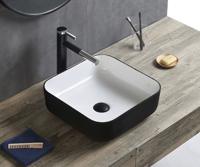 Saniclear Premium waskom 40x40cm wastafel wit mat zwarte buitenkant - thumbnail