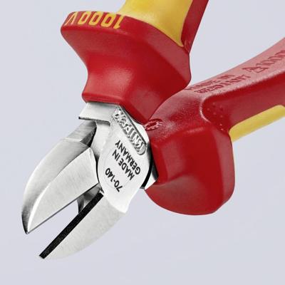 Knipex Zijsnijtang | 140 mm Lengte | Geïsoleerd | Meer-Componentengrepen | VDE-Getest | Verchroomd - 70 06 140 SB