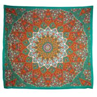 Authentiek Mandala Wandkleed Katoen Rood/ Groen (225 x 200 cm) - thumbnail