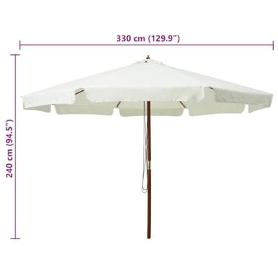 Parasol met houten paal 330 cm zandwit