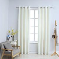 VidaXL Gordijn verduisterend met ringen 2 st 140x225 cm fluweel crème - thumbnail