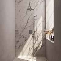 Inbouw Regendouche Set Brauer Brushed Edition Wanduitloop Ronde Hoofddouche 30 cm Met Glijstang RVS Look Brauer - thumbnail