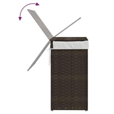 VidaXL Wasmand met deksel 46x33x60 cm poly rattan donkerbruin - thumbnail