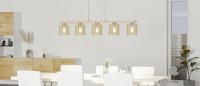 Eglo Eetkamer hanglampCastralvo houtbruin met amber glas - 901292 - thumbnail