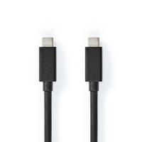 USB-Kabel | USB 3.2 Gen 2x2 | USB Type-C Male | USB Type-C Male | 20 Gbps | 100 W | Vernikkeld | 1.00 m | Rond | PVC | Zwart | Polybag - thumbnail