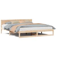 Bedframe met hoofdeinde Naturel 200 x 200 cm Massief grenenhout - thumbnail