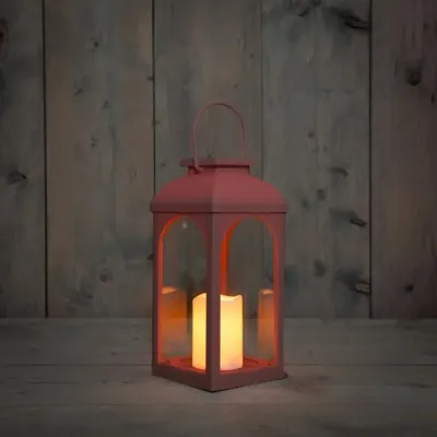 Anna's collection lantaarn met kaars solar 27X11cm terra