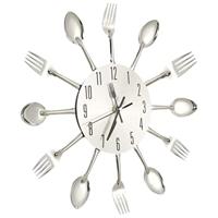 VidaXL Wandklok lepel-en-vork 31 cm aluminium zilverkleurig - thumbnail