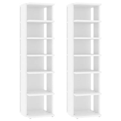 VidaXL Schoenenkasten 2 st 27,5x27x102 cm bewerkt hout wit