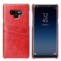 Fierre Shann retro olie Wax textuur PU lederen draagtas voor Galaxy Note9 met kaartsleuven (rood) - thumbnail