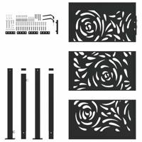 Poort met vlamontwerp 105x155 cm staal zwart - thumbnail