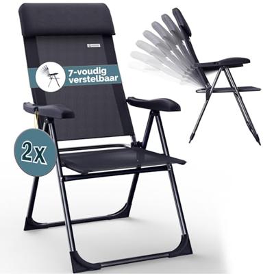 Tuinstoel Aluminium met Hoge Rugleuning Antraciet Set van 2 stuks Tuinstoel Aluminium met Hoge Rugleuning Antraciet Set van 2 stuks