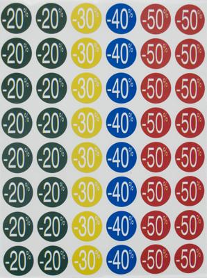 Agipa Kortinglabel van -20% tot - 50%, geassorteerde kleuren