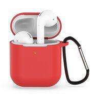 AirPods siliconen hoesje voor AirPods 1/2 - Rood + handige clip AirPods siliconen hoesje voor AirPods 1/2 - Rood + handige clip