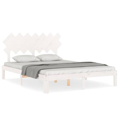 Bedframe zonder matras massief grenenhout wit 140x190 cm
