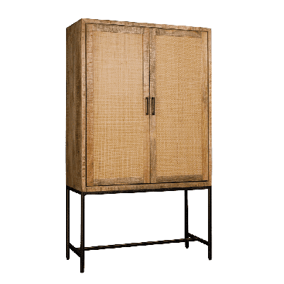 RENEW Opbergkast 'Carini' Hout en Webbing, 190 x 110cm, kleur Naturel RENEW Opbergkast 'Carini' Hout en Webbing, 190 x 110cm, kleur Naturel