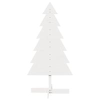 Kerstdecoratie kerstboom 120 cm massief grenenhout wit - thumbnail