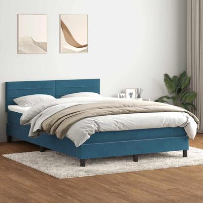 Boxspring met matras fluweel donkerblauw 160x210 cm