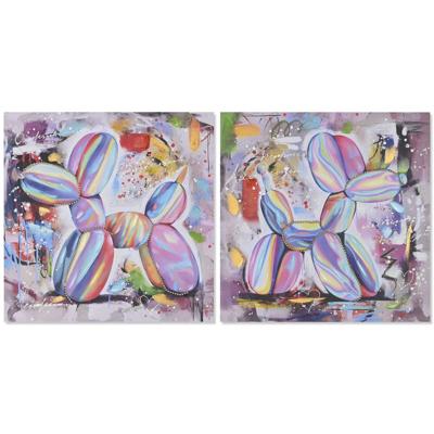 Schilderij Home ESPRIT Modern Hond 80 x 3 x 80 cm (2 Stuks)