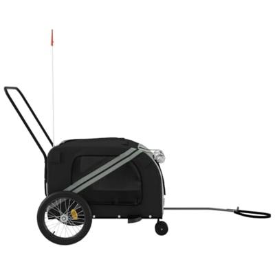 Hondenfietstrailer oxford stof en ijzer grijs en zwart - thumbnail