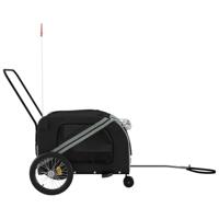 Hondenfietstrailer oxford stof en ijzer grijs en zwart - thumbnail