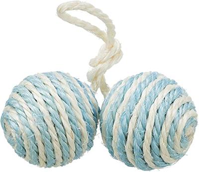 TRIXIE 2 BALLEN AAN KOORD SISAL ASSORTI 4,5X4,5X4,5 CM 4 ST