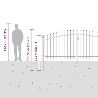 Tuinpoort met slot Grijs 150 x 300 cm Staal