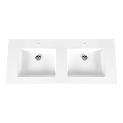 Wastafel BWS Veroni 45.5x154 cm 2 Kraangaten Solid Surface Wit