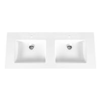 Wastafel BWS Veroni 45.5x154 cm 2 Kraangaten Solid Surface Wit - thumbnail