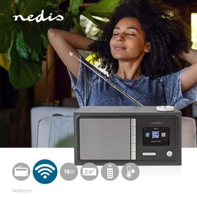 Internetradio | Tafelmodel | Bluetooth® / Wi-Fi | FM / Internet | 2.4 " | Kleurenscherm | 18 W | Afstandbestuurbaar | App-gestuurd | Koptelefoonoutput | Wekker | Slaaptimer | Zwart - thumbnail