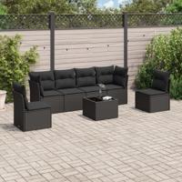 6-delige Loungeset met kussens poly rattan zwart - thumbnail