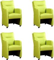 Set van 4 Felgroene leren landelijke eetkamerfauteuils Sharp - Toledo Leer Lime (felgroen leer) - thumbnail