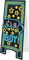 Neon waarschuwingsbord it's a boy ! - thumbnail