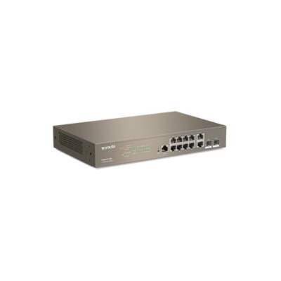Tenda TEG5312F Gigabit Managed L3 Ethernet-switch, 10 Gigabit Base-T Ethernet-poorten met 2 Gigabit Base-X SFP, QoS, multi-aanvalbeveiliging, desktop en rackmontage, stalen constructie