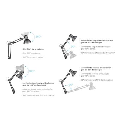 Bureaulamp EDM 30081 Melbourne Zwart Metaal 60 W 24 x 98 cm E27 Flexo/bureaulamp