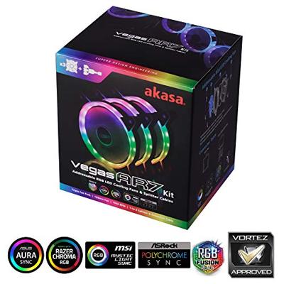 Akasa VEGAS AR7 Computer behuizing Koelplaat/radiatoren 12 cm Zwart, Transparant 3 stuk(s)