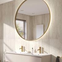 Ben Mimas ronde spiegel met LED verlichting en anti-condens Ø120cm mat goud - thumbnail