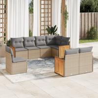 8-delige Loungeset met kussens poly rattan beige - thumbnail