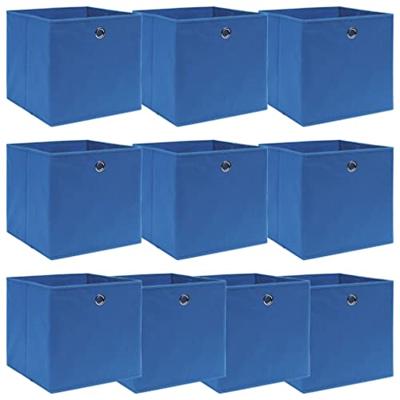 VidaXL Opbergboxen 10 st 32x32x32 cm stof blauw VidaXL Opbergboxen 10 st 32x32x32 cm stof blauw