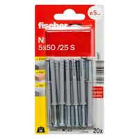 Fischer 045477 N 5 x 50/25 S K NV Spijkerplug 50 mm 5 mm 1 set(s) - thumbnail