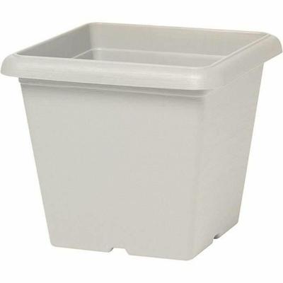 Vierkante bloempot - GARDEN ID - Teramo witte steen - 40 x 35 cm - Krasbestendig - Steeneffect - Met gaten