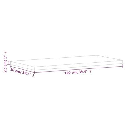 Tafelblad rechthoekig 100x50x2,5 cm massief beukenhout