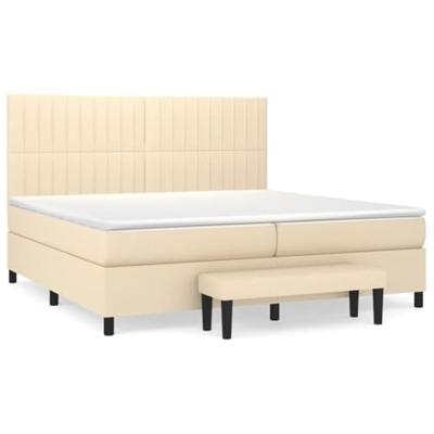 Boxspring met matras stof crèmekleurig 200x200 cm