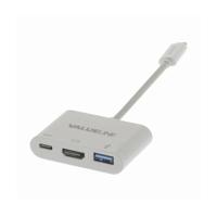 USB-C-Adapterkabel | Type-C Male - USB-A Female + Type-C Female + HDMI-uitgang | 0,2 m | Wit - thumbnail